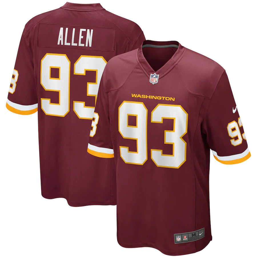 Men Washington Redskins 93 Jonathan Allen Nike Burgundy Home Game NFL Jersey